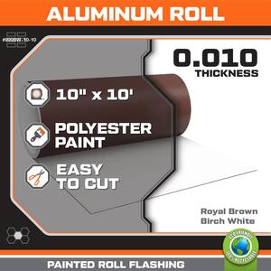 10 in. x 10 ft. Royal Brown Over Birch White Aluminum Roll Valley Flashing