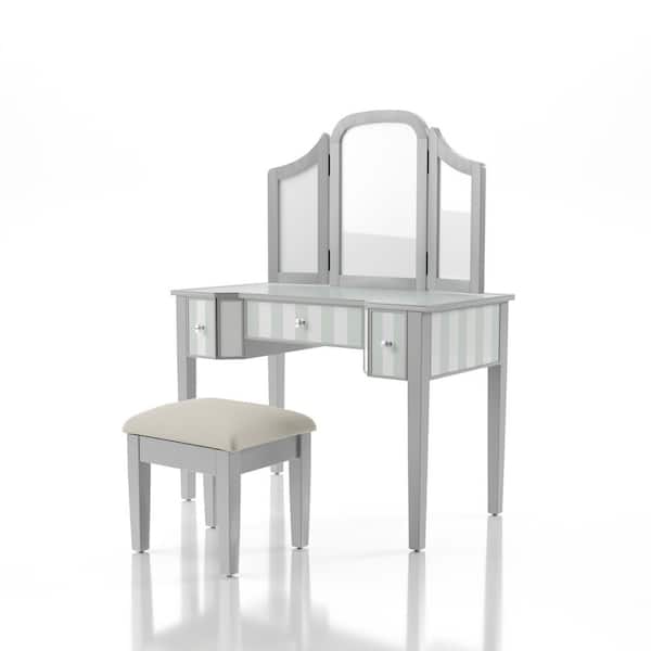 Furniture of America Brooks 3-Piece Silver Vanity Set