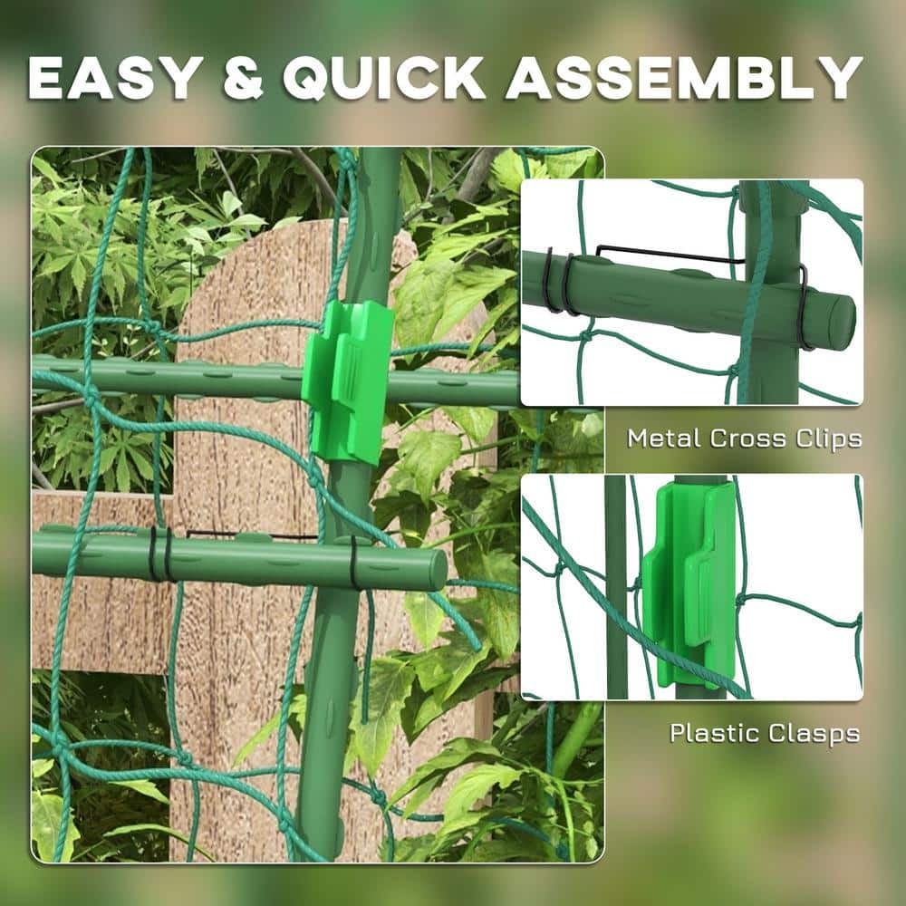 81" Tall Green Metal Garden Trellis for Climbing Plants