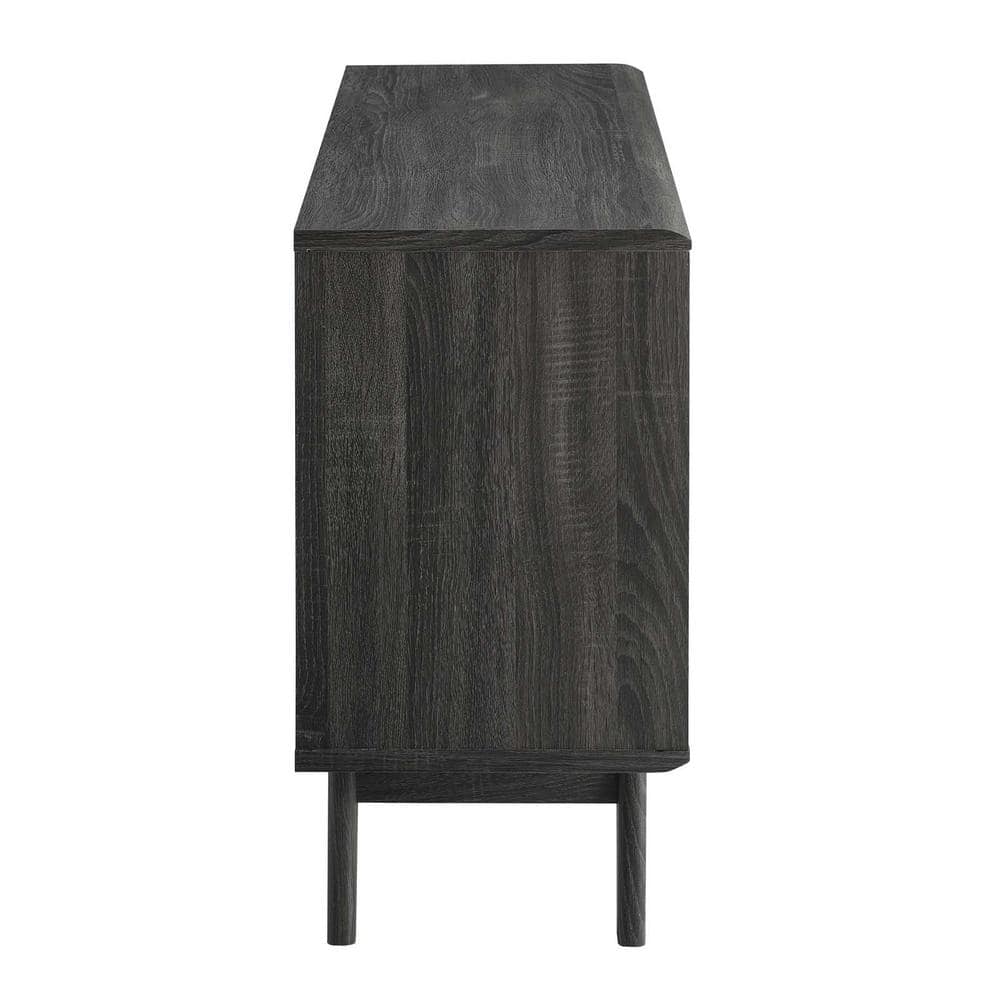 Charcoal Mid-Century Modern TV Stand with Cabinet