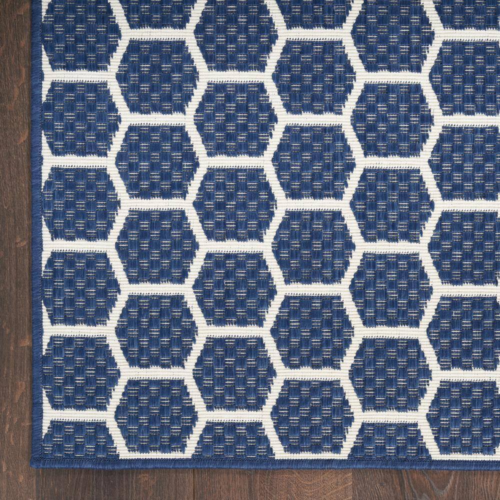 Navy and White Geometric Flat Woven Reversible Runner Rug