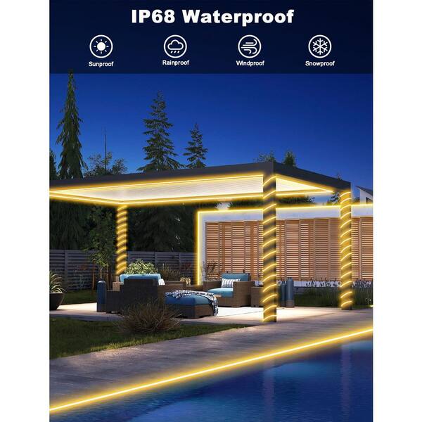 OBJLGEV 33ft. Outdoor Warm White Plug-in Integrated LED Rope Light
