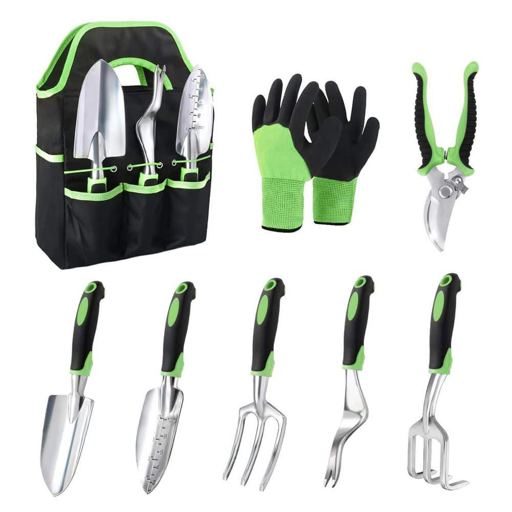 MISOPILY 8 Piece Garden Tool Set with Storage Bag, Ergonomic