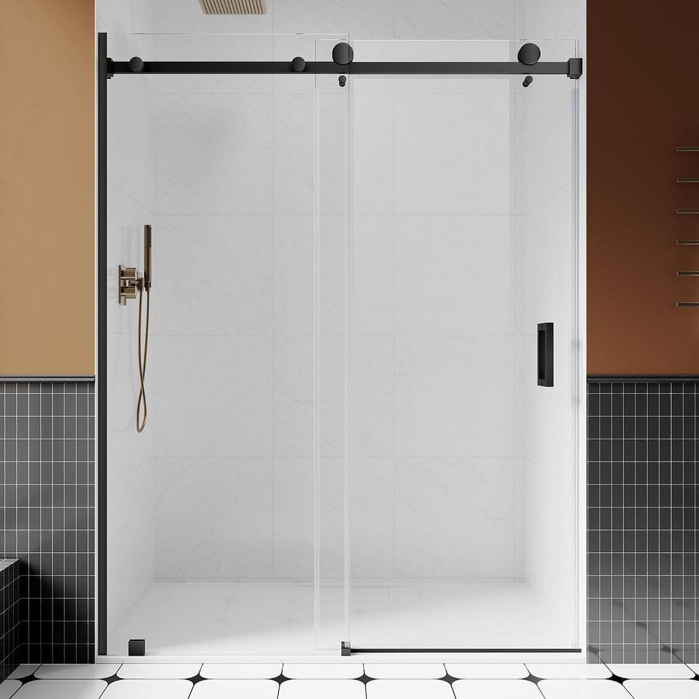 UKS05 50 to 55 in. W x 76 in. H U-Channel Sliding Frameless Shower Door in Matte Black, EnduroShield 3/8 in. Clear Glass price history on PriceWatchPro