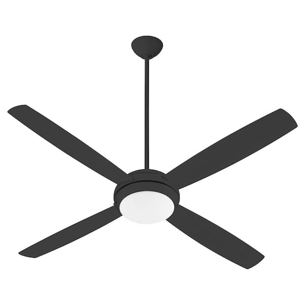quorum EXPO 60 in. 4-Blade 4-Light 9-Watt Medium Base Non Dimming-LED Light Textured in Black Ceiling Fan
