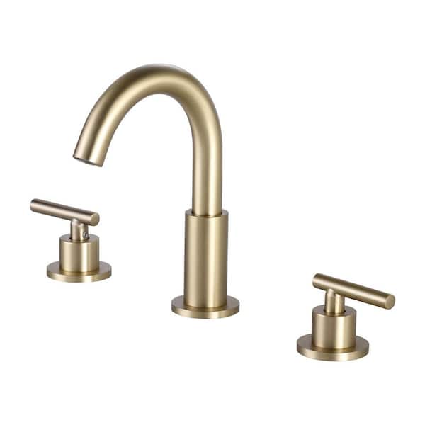 8 in. Widespread Double Handle Bathroom Faucet in Gold