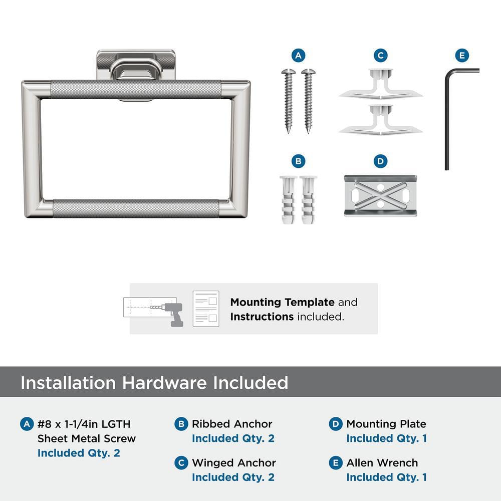 Esquire Polished Nickel and Stainless Steel Wall Mounted Towel Ring