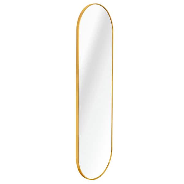 Nestfair Gold 20 in. W x 63 in. H Pill Shaped Full Length Aluminum Frame Mirror