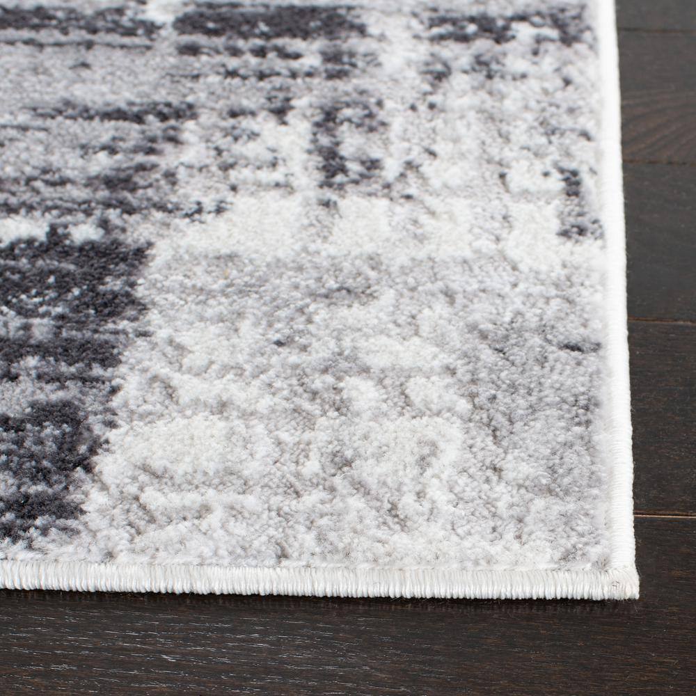 Gray and Charcoal Rectangular Synthetic Area Rug