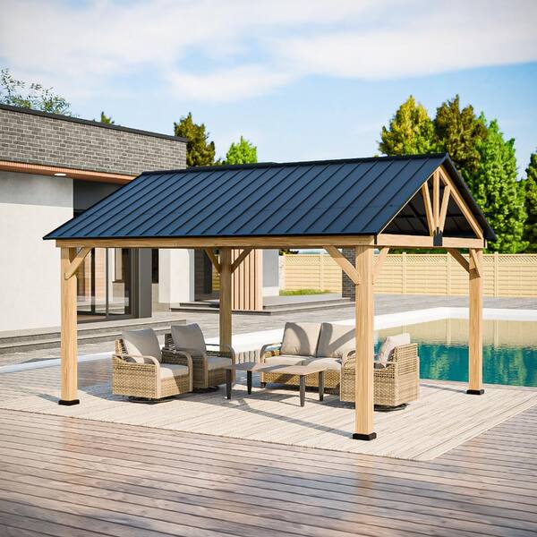 Shade Graphix 15 ft. W x 13 ft. D Metal Hardtop Gazebo w/ Gable