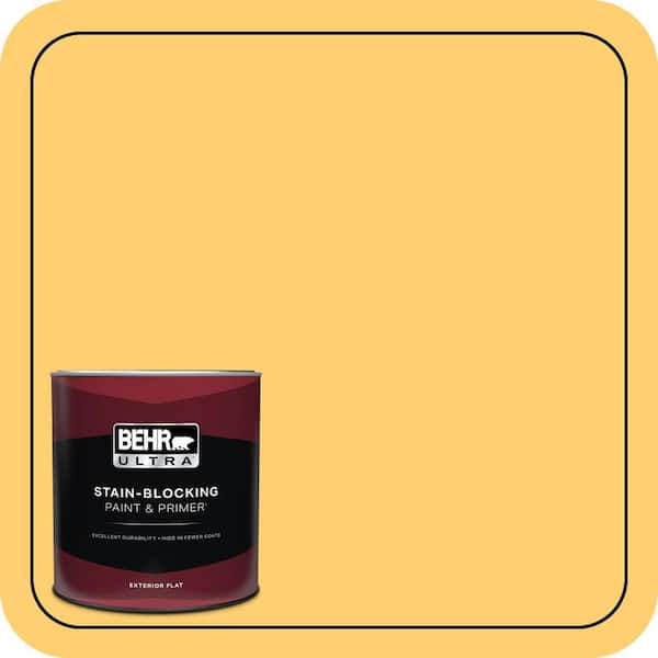 BEHR ULTRA 1 qt. #320B-6 Mellow Yellow Flat Exterior Paint & Primer