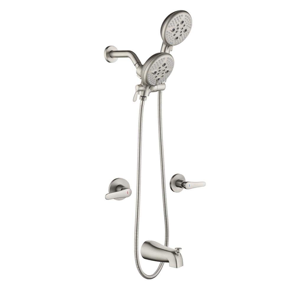 Double Handle 5-Spray Tub and Shower Faucet 1.8 GPM in Brushed Nickel (Valv