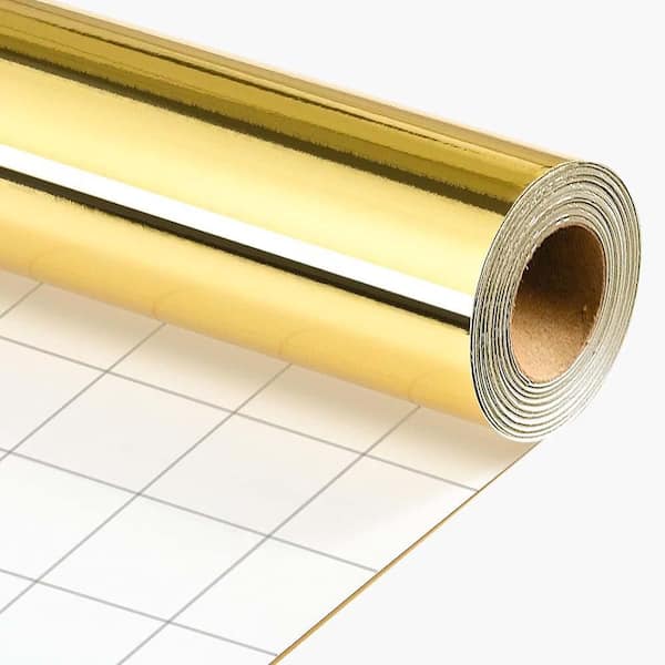 Metallic Gold Gift Wrapping Paper Roll 17 in. x 32.8 ft. 46.5 sq.ft. Solid Color w/ Grid Cutting Lines for All Occasions