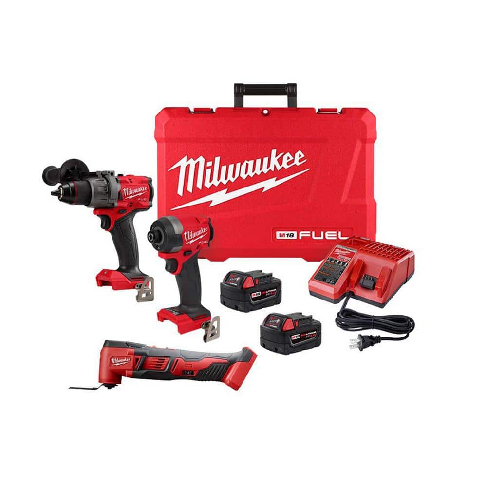 M18 FUEL 18-V Lithium-Ion Brushless Cordless Hammer Drill and Impact Driver Combo Kit (2-Tool) with M18 Multi-Tool -  Milwaukee, 3697-22-2626