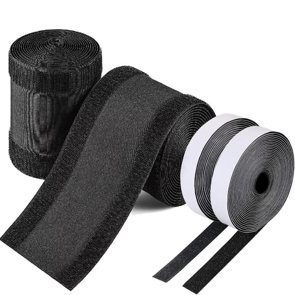 Hook and Loop Floor Cable Cover 4 in x 20 ft Cord Protector with Self Adhesive Tape Black Wire Management Strip 2 Pack