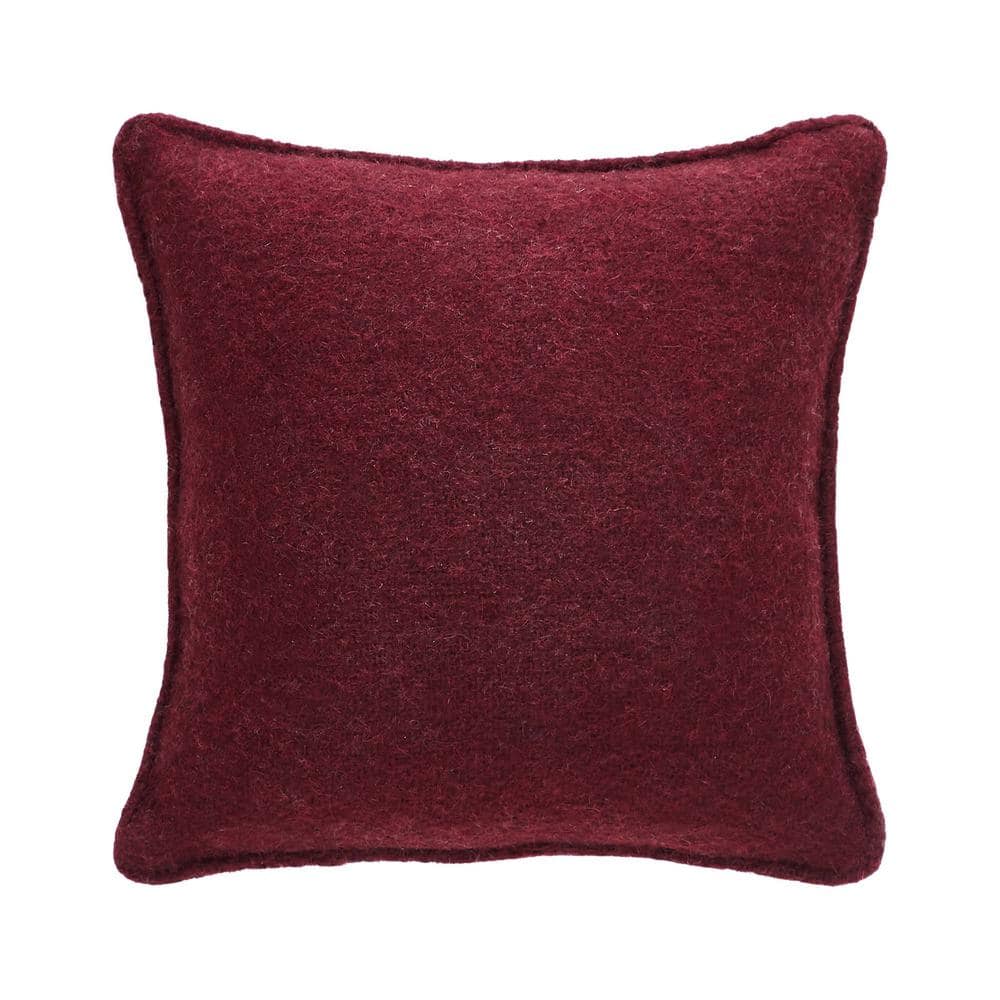 Burgundy and Creme Embroidered Christmas Patch Pillow 6x6