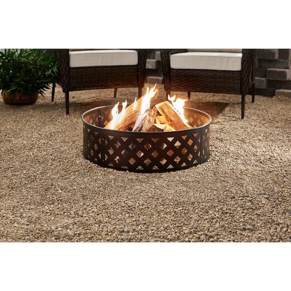 Hampton Bay 30 In Steel Fire Ring With Lattice Pattern In Black Ofw279fr The Home Depot