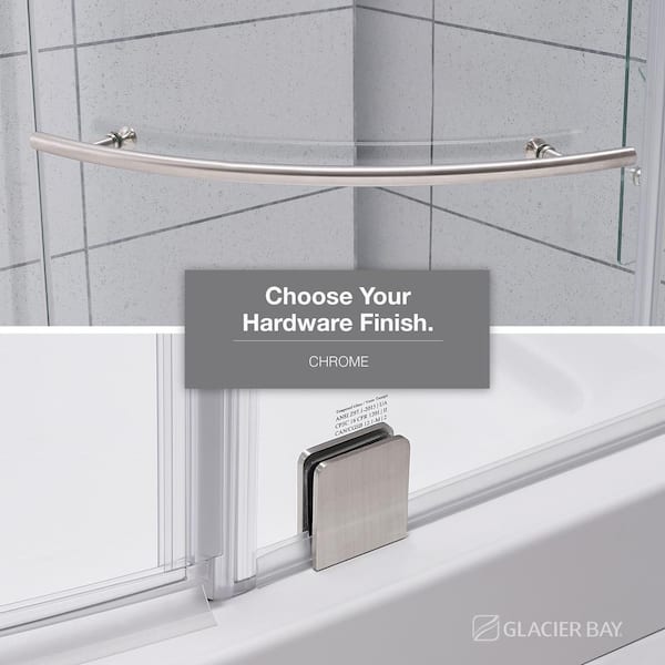 Glacier Bay Glamour 34 in. x 73.90 in. Semi-Frameless Pivot Shower