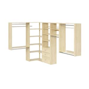 84 in. W - 115 in. W Harvest Grain Ultimate Corner System 18-Shelf Wood Closet System