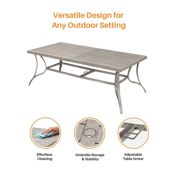 84 in. Outdoor Patio Dining Table for 8, Rectangular Aluminum