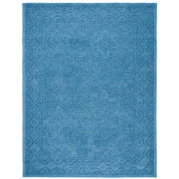 SAFAVIEH Textural Dark Blue 9 ft. x 12 ft. Solid Color Geometric Area Rug