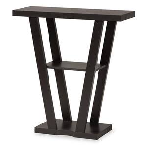Boone 31.1 in. Rectangle Dark Brown Wood Console Table