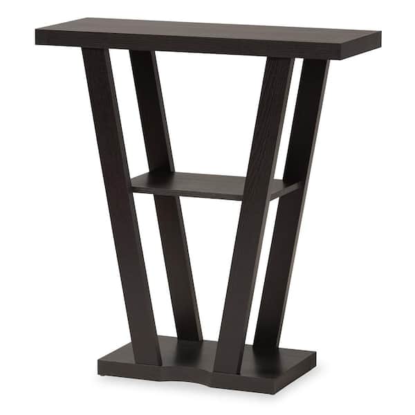 Baxton Studio Boone 31.1 in. Rectangle Dark Brown Wood Console Table