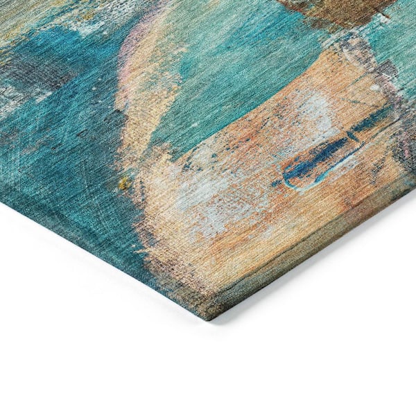 Chantille Machine Washable Indoor/Outdoor Abstract ACN2039 Teal 1 ft. 8 in. x 2 ft. 6 in. Accent Rug