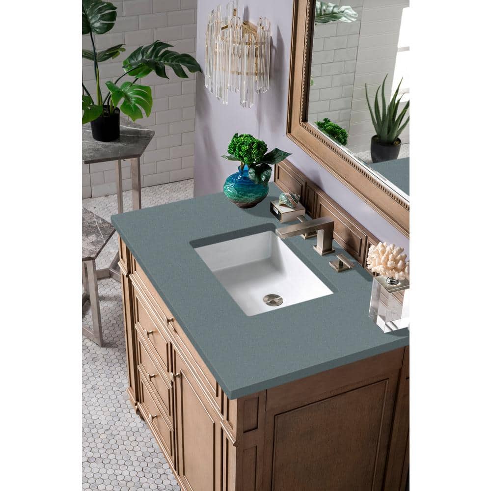 Bristol 36" Whitewashed Walnut Single Vanity Base with Drawers