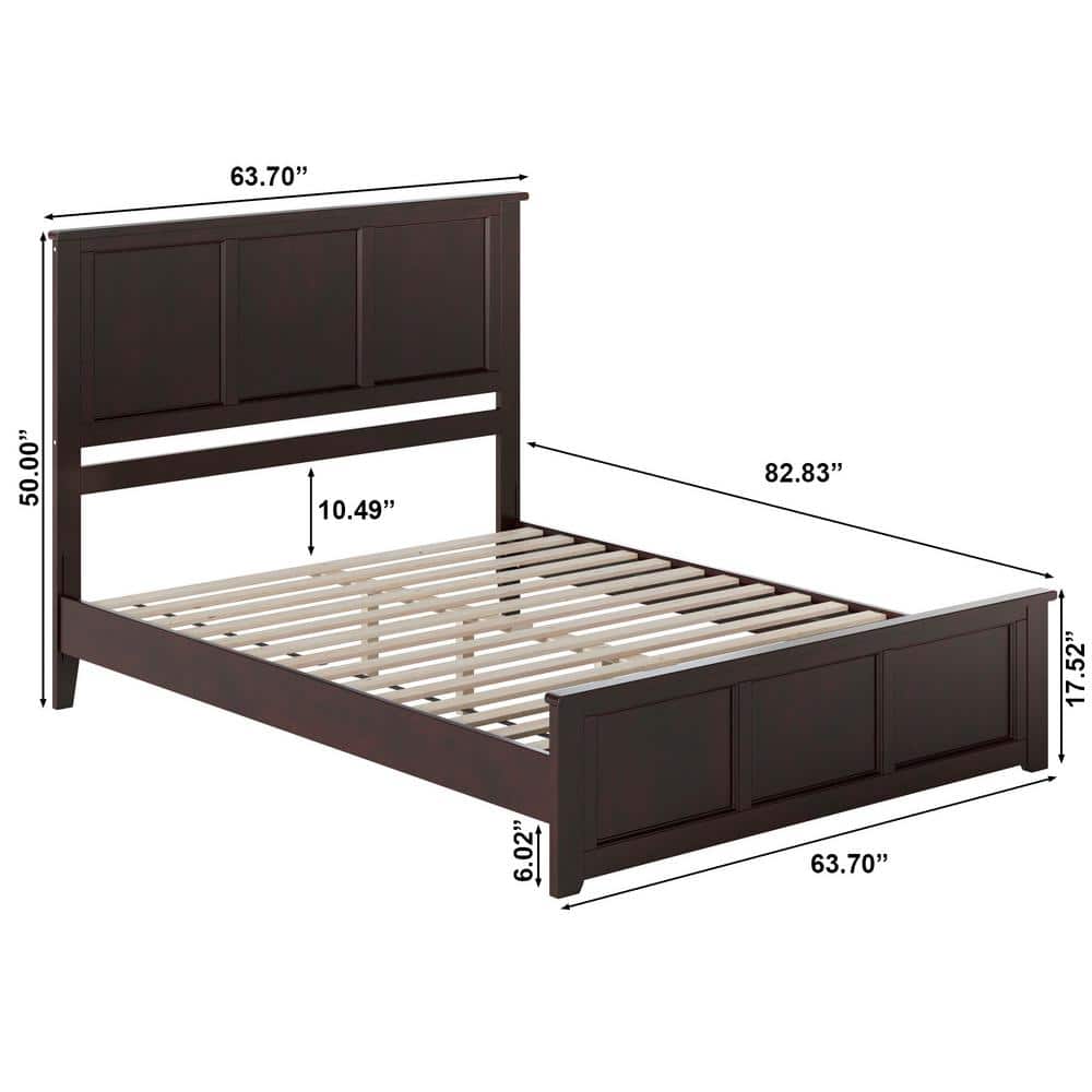 Charlotte Espresso Queen Solid Wood Platform Bed with Headboard
