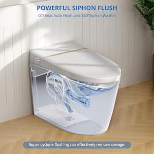 Smart Elongated Bidet Toilet 1.27 GPF in Gold Edge White with Instantheating, Auto Flush & Digital Display, Soft Close