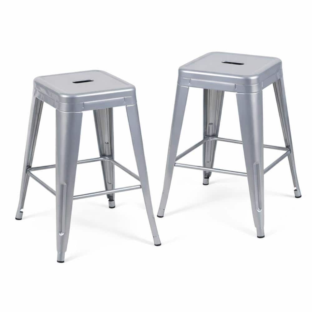 24 in Antique Silver Set of 2 Metal Bar Stools  for  Island price history on PriceWatchPro