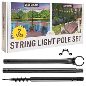 Two 9 ft. String Light Poles, Black