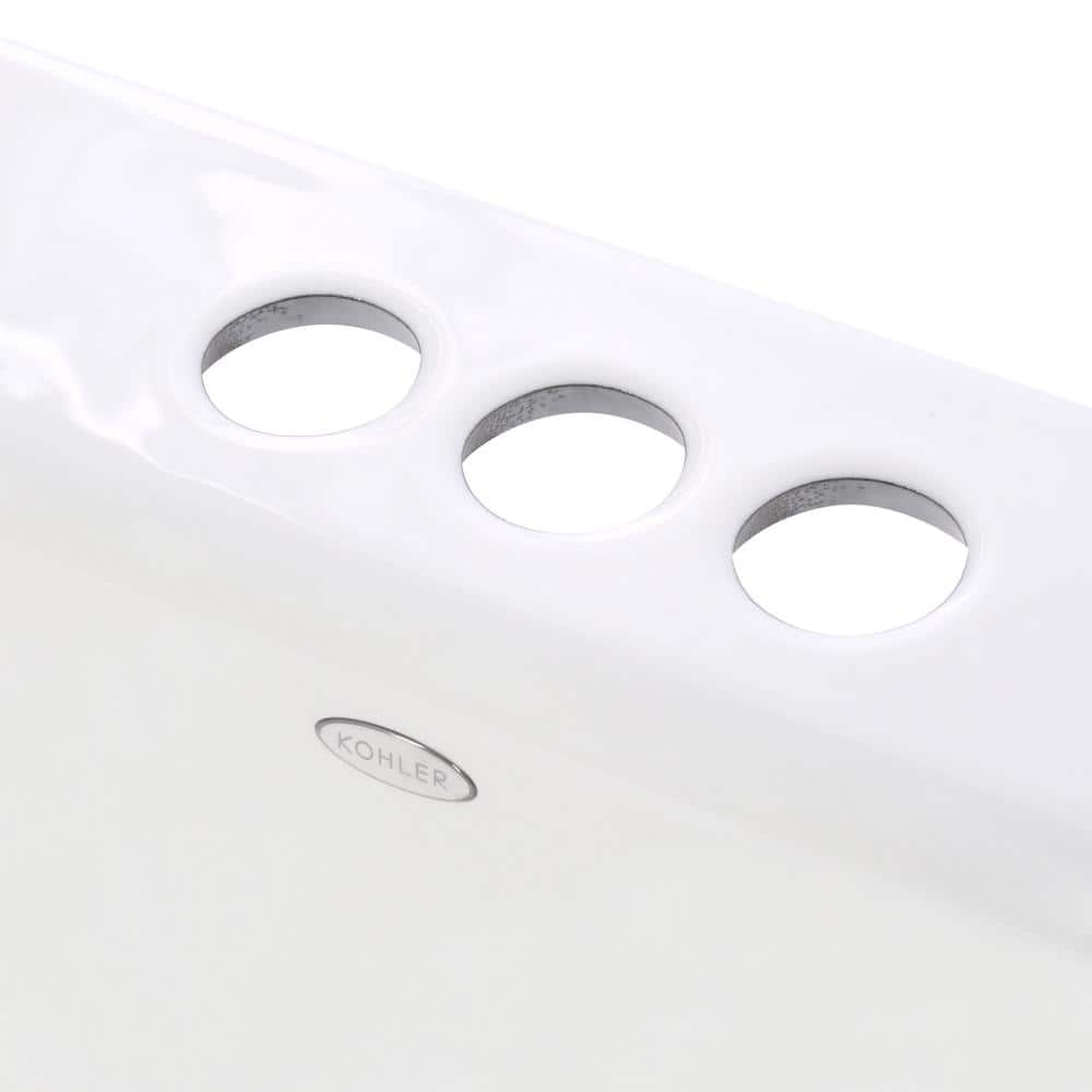 Tahoe White Cast Iron Rectangular Drop-In Bathroom Sink
