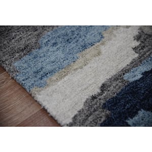 Abstract 9 ft. X 13 ft. Navy Blue/Gray Abstract Area Rug