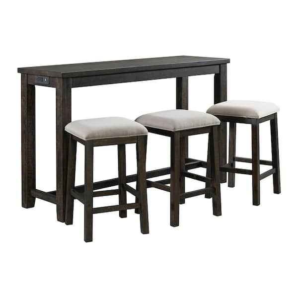 Stanford 4-Piece Smokey Walnut Bar Table Set