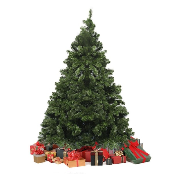 6 ft. Hinged Artificial Christmas Tree with 480 Branch Tips and Foldable Metal Stand for Home, Office, and Holiday Decor