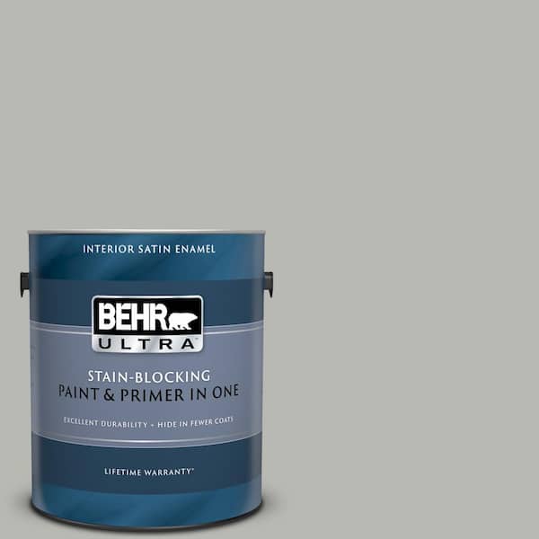 BEHR ULTRA 1 gal. #UL260-18 Classic Silver Satin Enamel Interior Paint and Primer in One