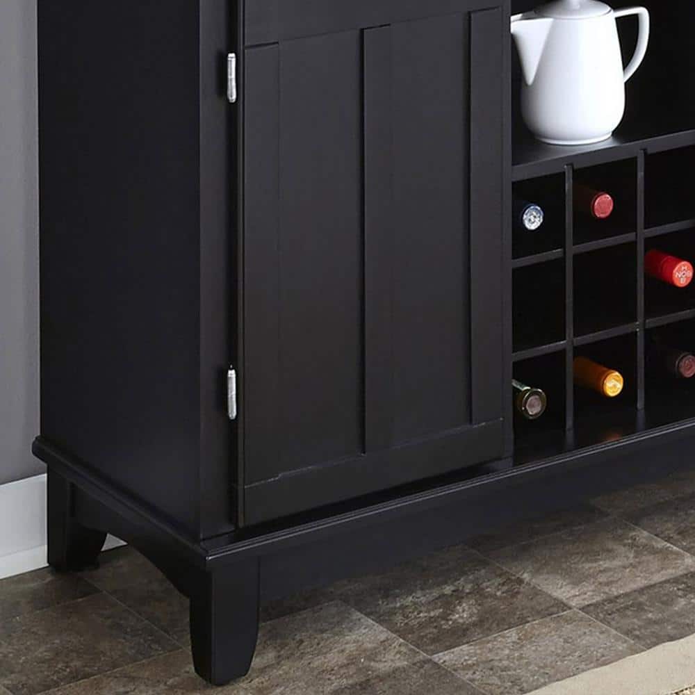 Black and Oak Wood 47" China Cabinet with Plexiglass Doors