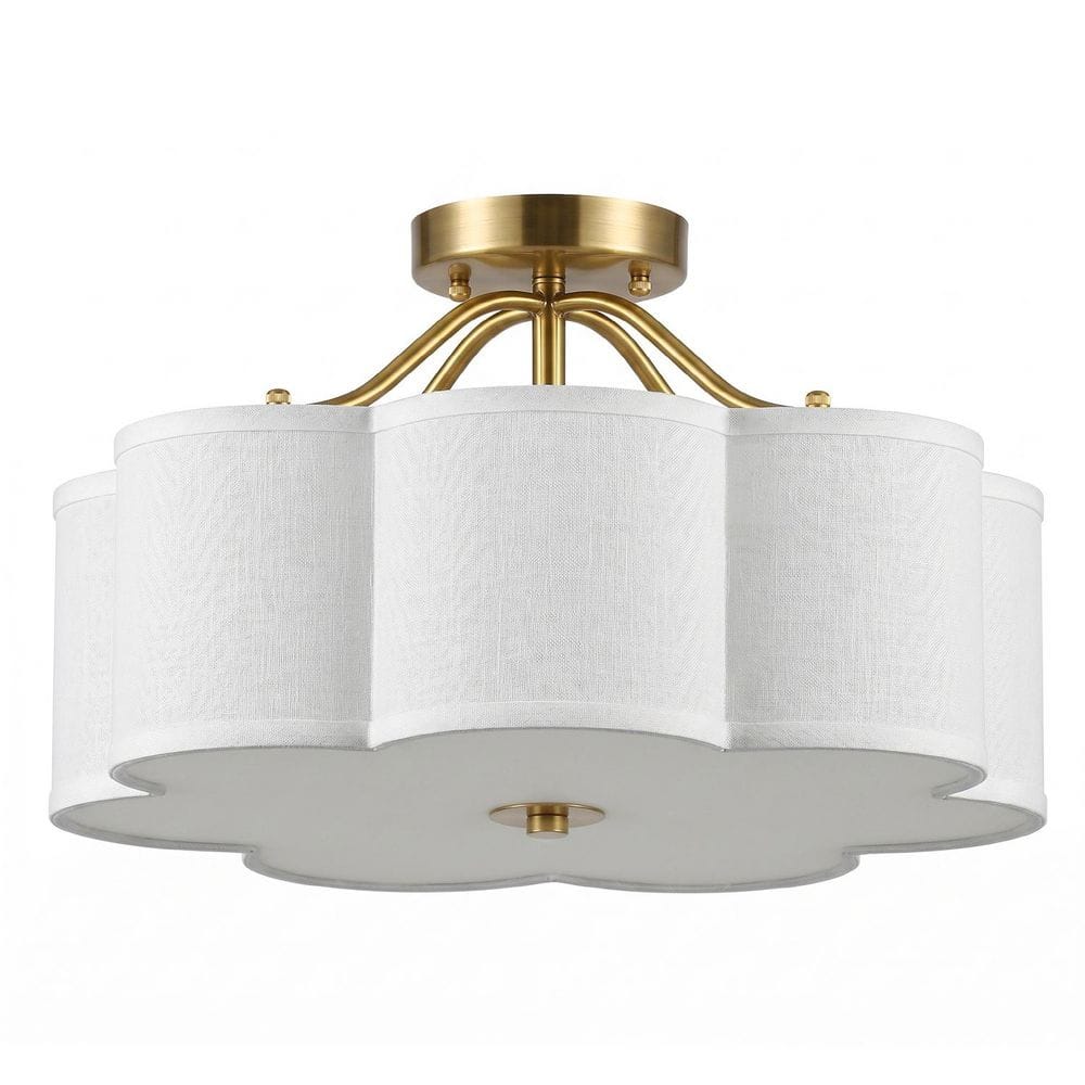 18 in. 4-Light Drum Brushed Gold Flush Mount Ceiling Light with White Fabric Shade for Bedroom Foyer and Living Room price history on PriceWatchPro