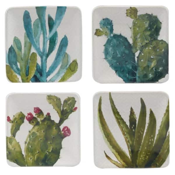Certified International Cactus Verde Multicolor Canape Salad Plates (Set of 4)