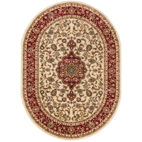 Well Woven Barclay Medallion Kashan Ivory 5 ft. x 7 ft. Oval