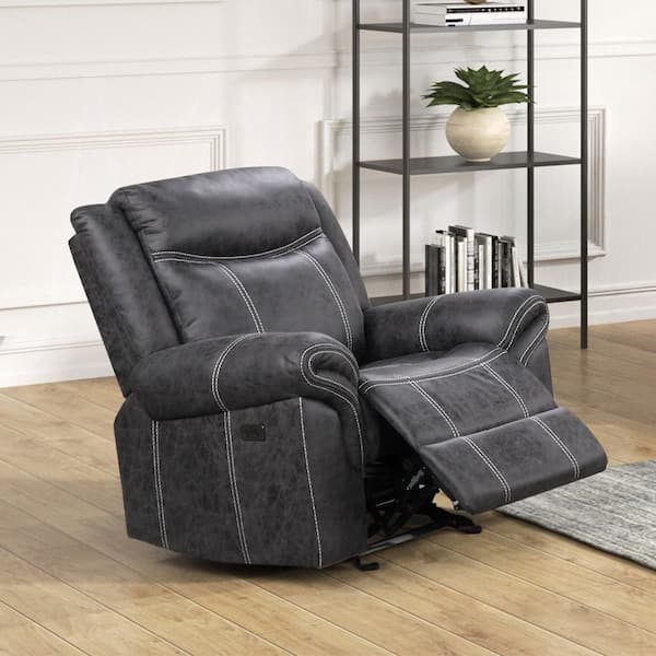Acme Furniture Zubaida Dark Gray Polish Microfiber Glider Recliner