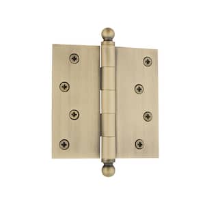 4 in. Ball Tip Residential Hinge with Square Corners in Antique Brass