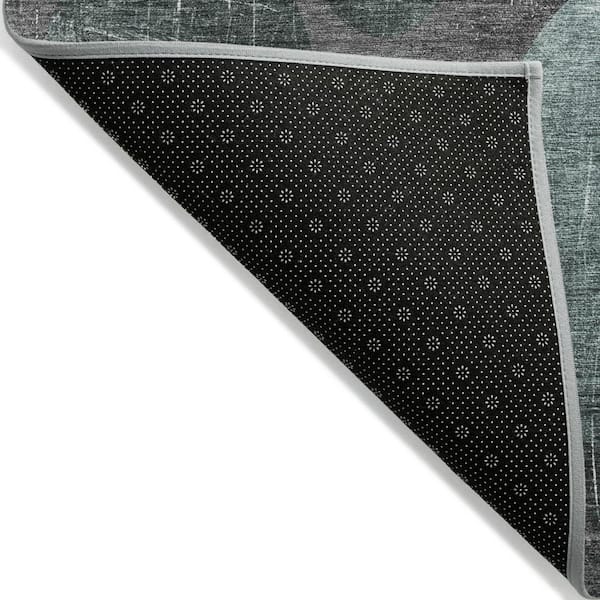 Gray, Blue, Purple 2 ft. x 8 ft. Woven Abstract Polyester Runner Indoor / Outdoor Area Rug