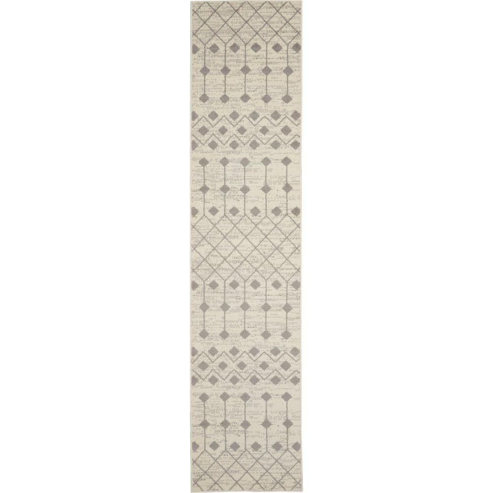 Grafix Ivory & Grey Moroccan Diamond Runner Rug 27" x 5.91"