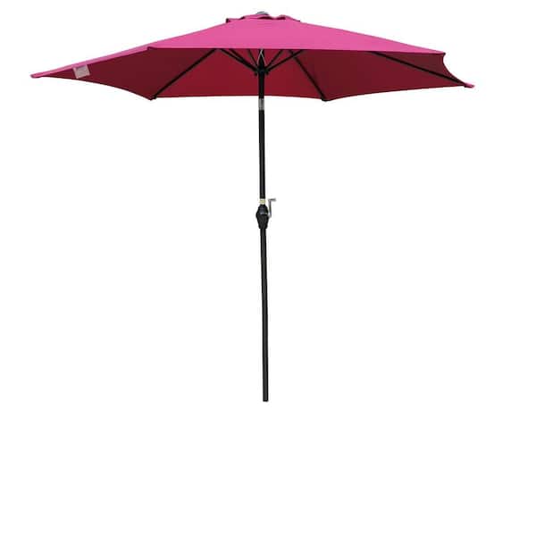 Cesicia 9 ft. Steel Hexagon Outdoor UPF 40 Plus Patio Umbrella Beach Umbrella in Burgundy with Push Button Tilt and Crank