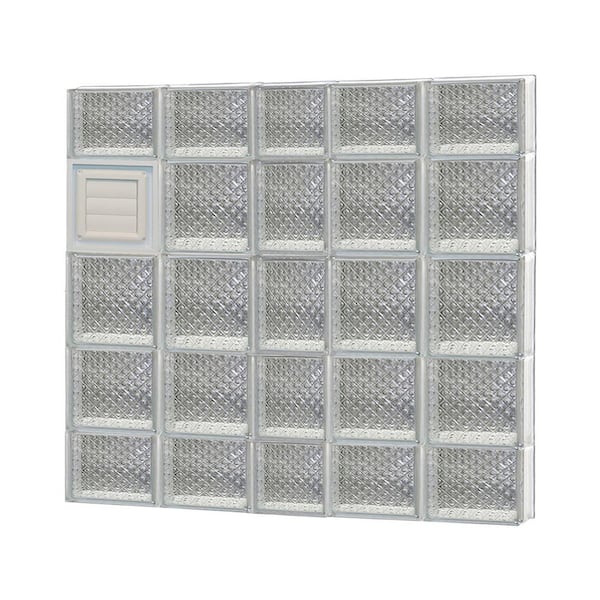 Clearly Secure 36.75 in. x 34.75 in. x 3.125 in. Frameless Diamond Pattern Glass Block Window with Dryer Vent