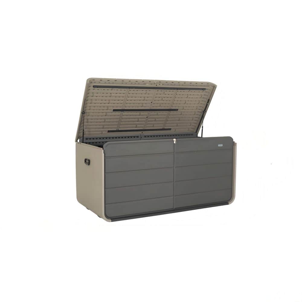 Clihome 260 Gallon Gray Plastic Patio Deck Box Outdoor Storage Box with ...