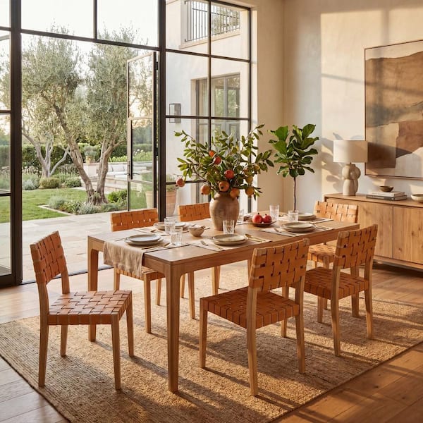Bette Tan/Natural Bette Woven Leather Dining Chair (Set of 2)